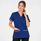 Blusa Clínica Mujer Flex Azul Marino  con Ribete Blanco - Miniatura 2