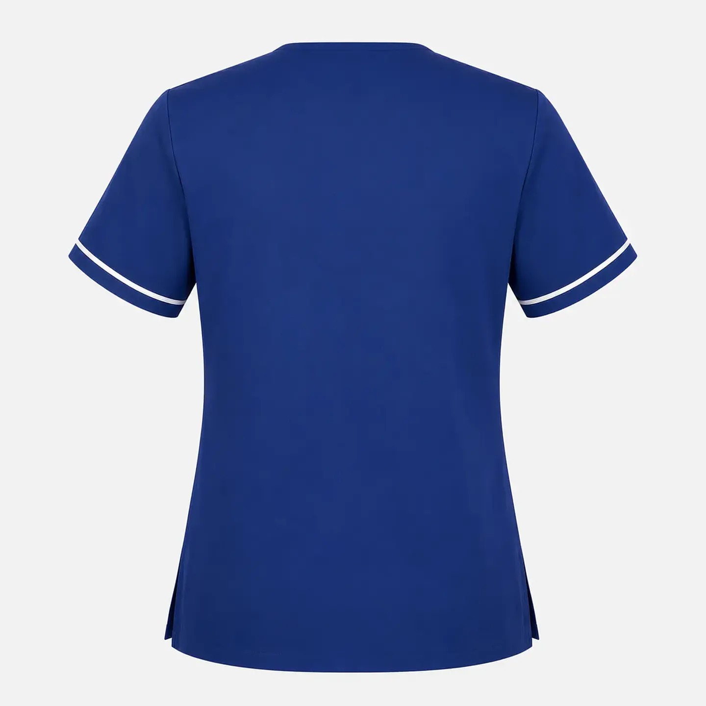 Blusa Clínica Mujer Flex Azul Marino  con Ribete Blanco 4