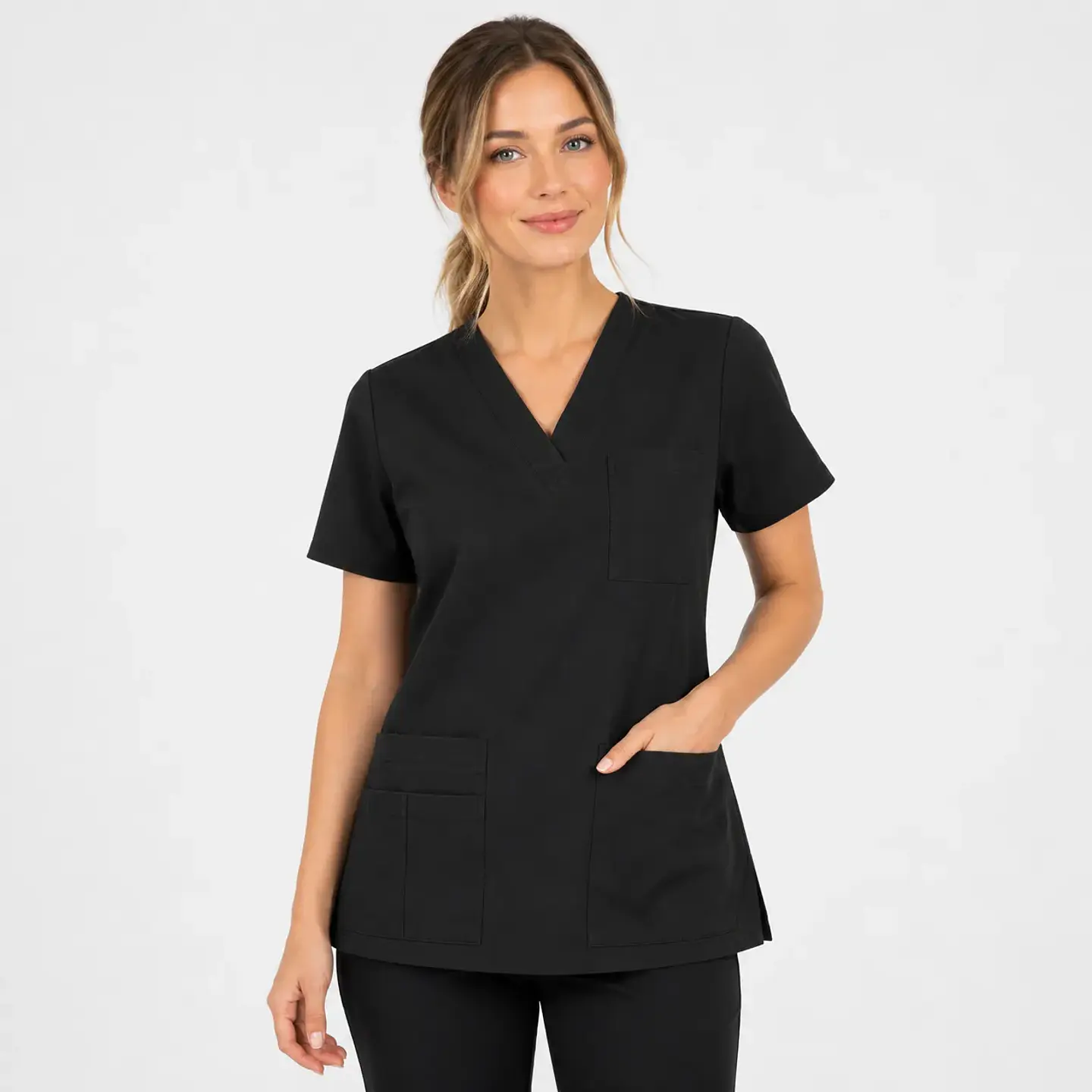 Blusa Clínica Mujer Flex Negra  2