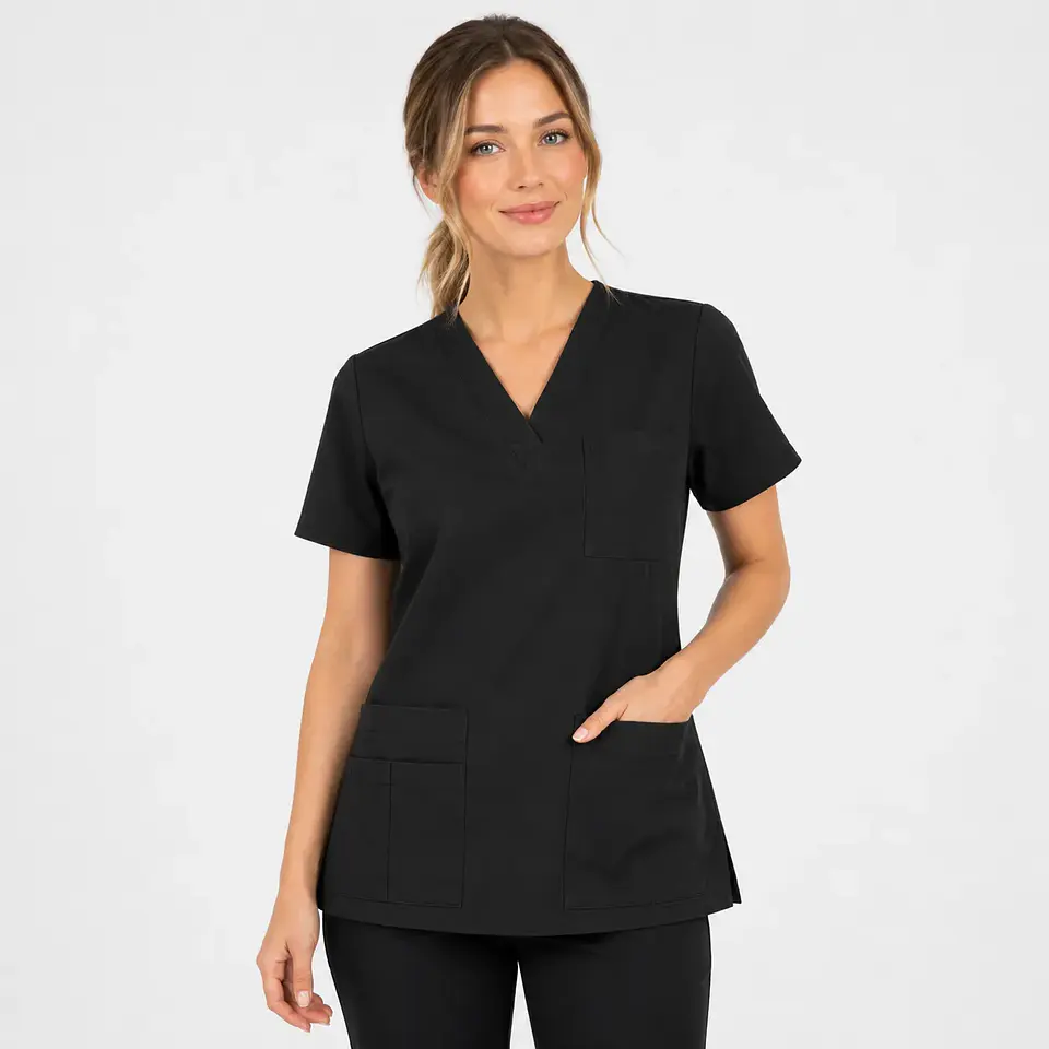 Blusa Clínica Mujer Flex Negra  2