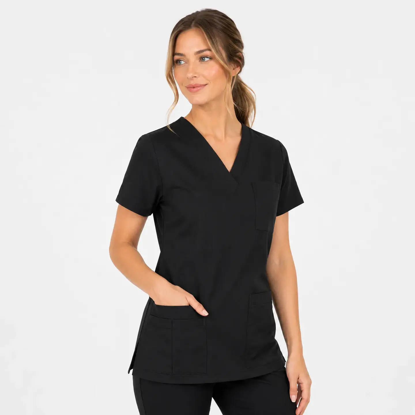 Blusa Clínica Mujer Flex Negra  1