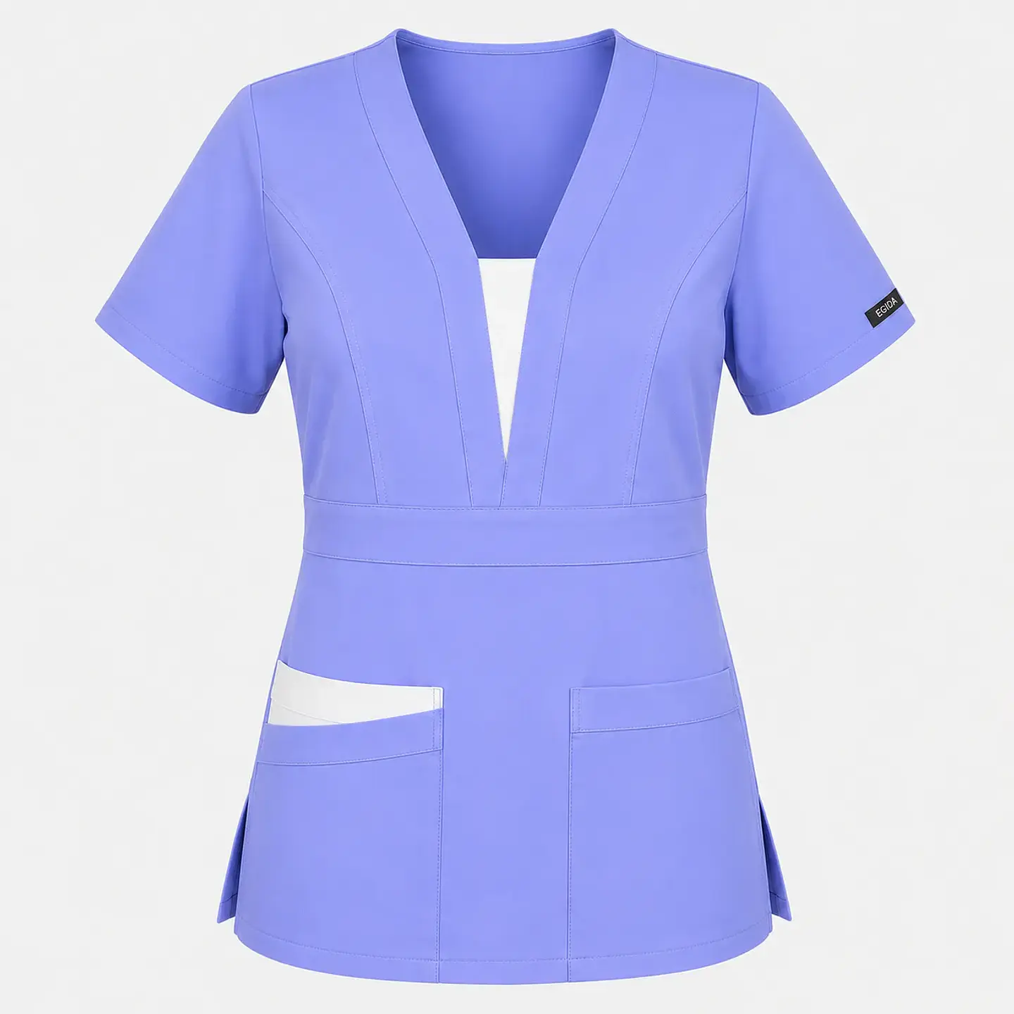 Blusa Clínica Mujer Atenea Lila Premium con Aplicaciones Blancas 3