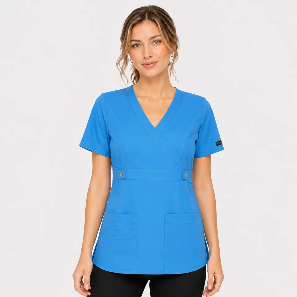 Blusa Clínica Mujer Cargo Antifluido Celeste Cielo  2