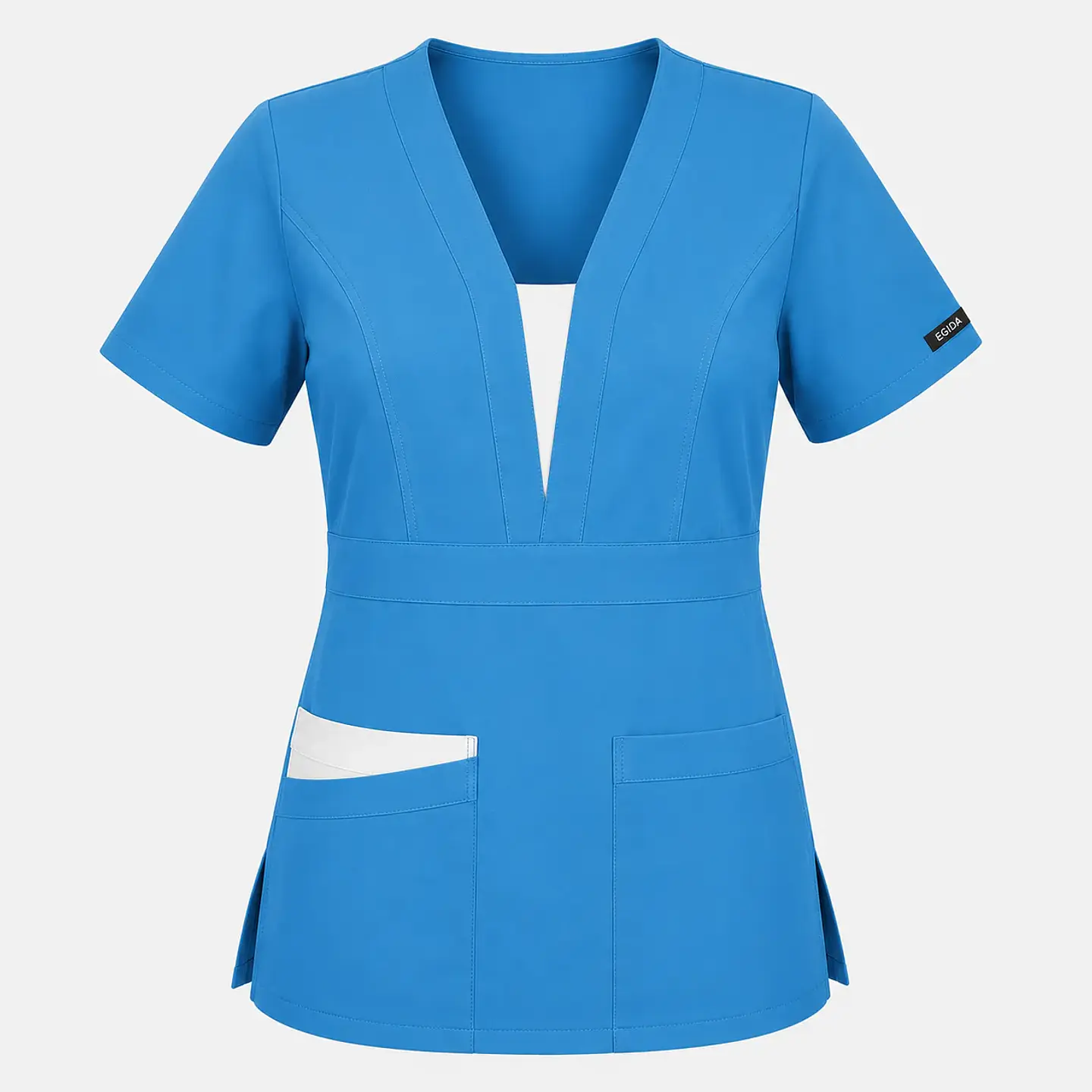 Blusa Clínica Mujer Atenea Celeste Cielo Premium con Aplicaciones Blancas 3