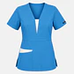 Blusa Clínica Mujer Atenea Celeste Cielo Premium con Aplicaciones Blancas - Miniatura 3