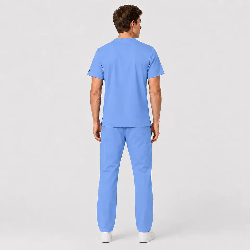 Conjunto Clínico Cargo Antifluido para Hombre polera médica y pantalón – Celeste 4