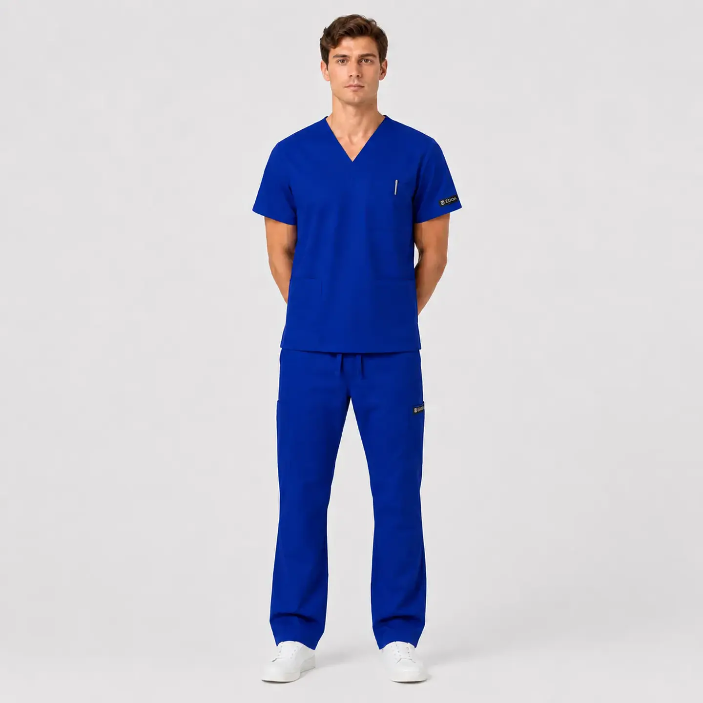 Conjunto Clínico Cargo Antifluido para Hombre polera médica y pantalón – Azul Rey 2