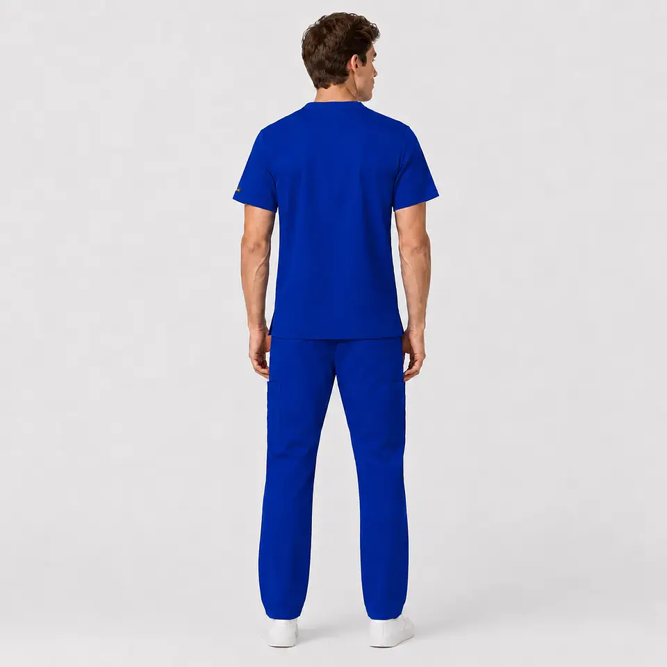 Conjunto Clínico Cargo Antifluido para Hombre polera médica y pantalón – Azul Rey 4