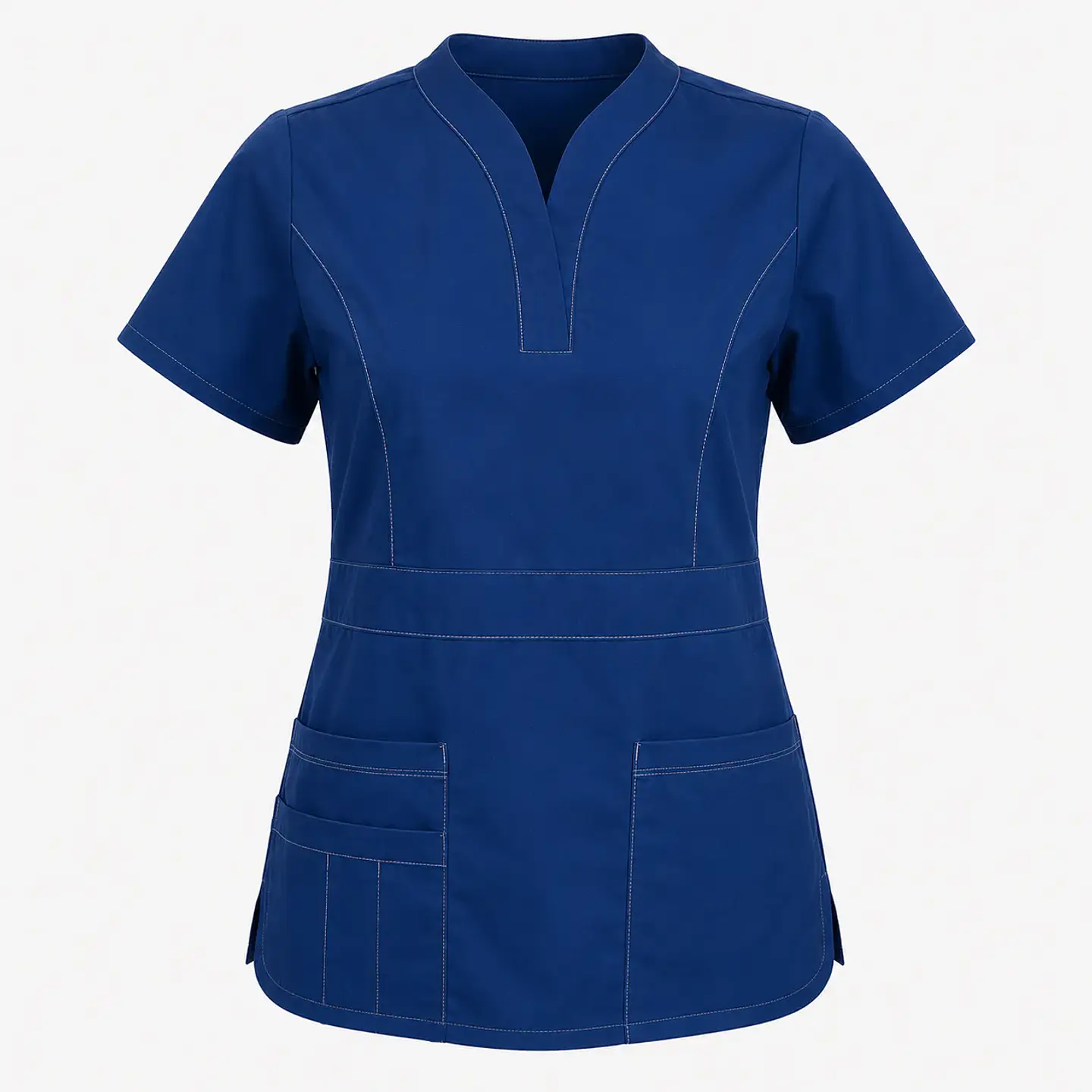 Blusa Clínica Antifluido Elasticada para Mujer – Azul Marino Escote Tulipán 3