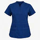 Blusa Clínica Antifluido Elasticada para Mujer – Azul Marino Escote Tulipán - Miniatura 3