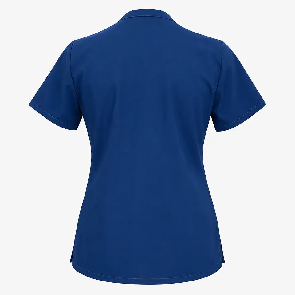 Blusa Clínica Antifluido Elasticada para Mujer – Azul Marino Escote Tulipán 4