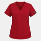 Blusa Clínica Antifluido Cuello en V para Mujer – Rojo Borgoña - Miniatura 3