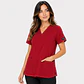 Blusa Clínica Antifluido Cuello en V para Mujer – Rojo Borgoña - Miniatura 2
