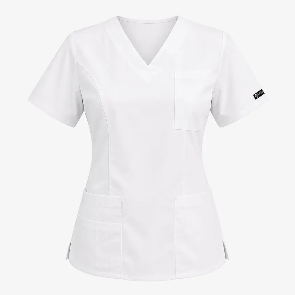 Blusa Clínica para Mujer Modelo Iris Antifluido y Elasticada con Bolsillo – Blanca 3