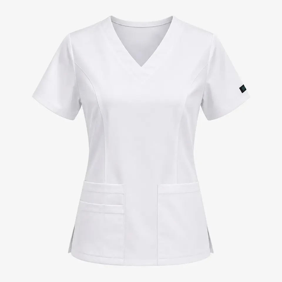 Blusa Clínica para Mujer Modelo Iris Antifluido y Elasticada  – Blanca 3