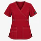 Blusa Clínica Cargo Antifluido y Elasticada para Mujer – Rojo Borgoña con Contraste - Miniatura 4