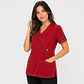Blusa Clínica Cargo Antifluido y Elasticada para Mujer – Rojo Borgoña con Contraste - Miniatura 2