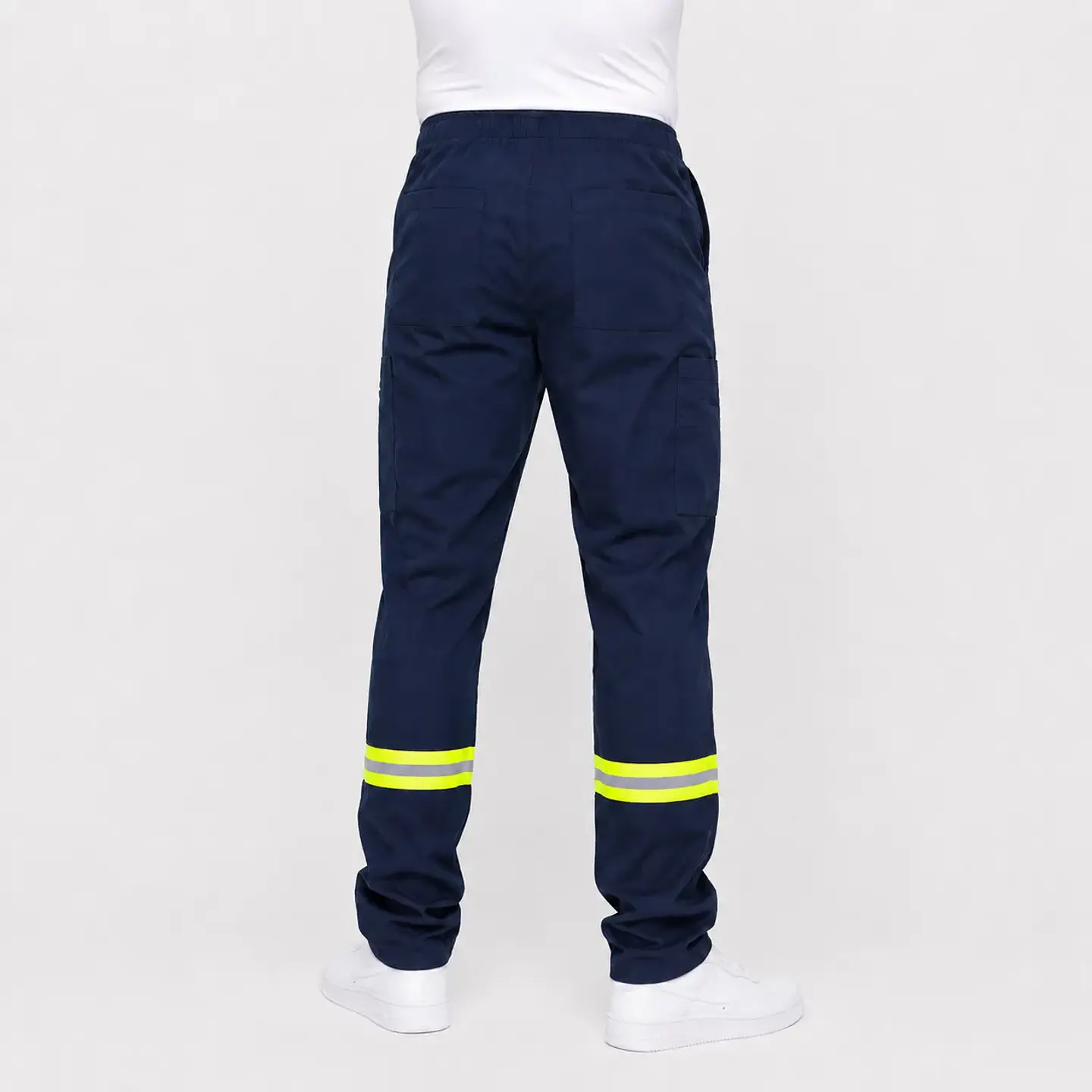 Pantalón Clínico Cargo Poplin Azul Marino con Huincha Reflectante para Hombre 3