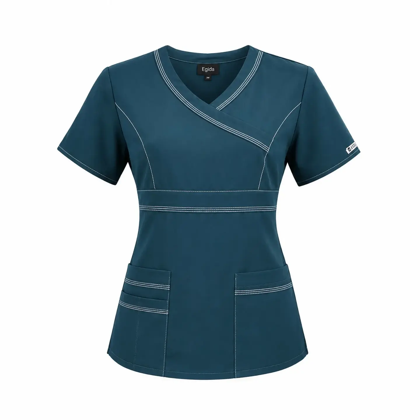 Blusa Clínica Modelo Cargo Verde Petróleo Ribete blanco - nuevo agosto 2