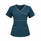 Blusa Clínica Modelo Cargo Verde Petróleo Ribete blanco - nuevo agosto - Miniatura 2