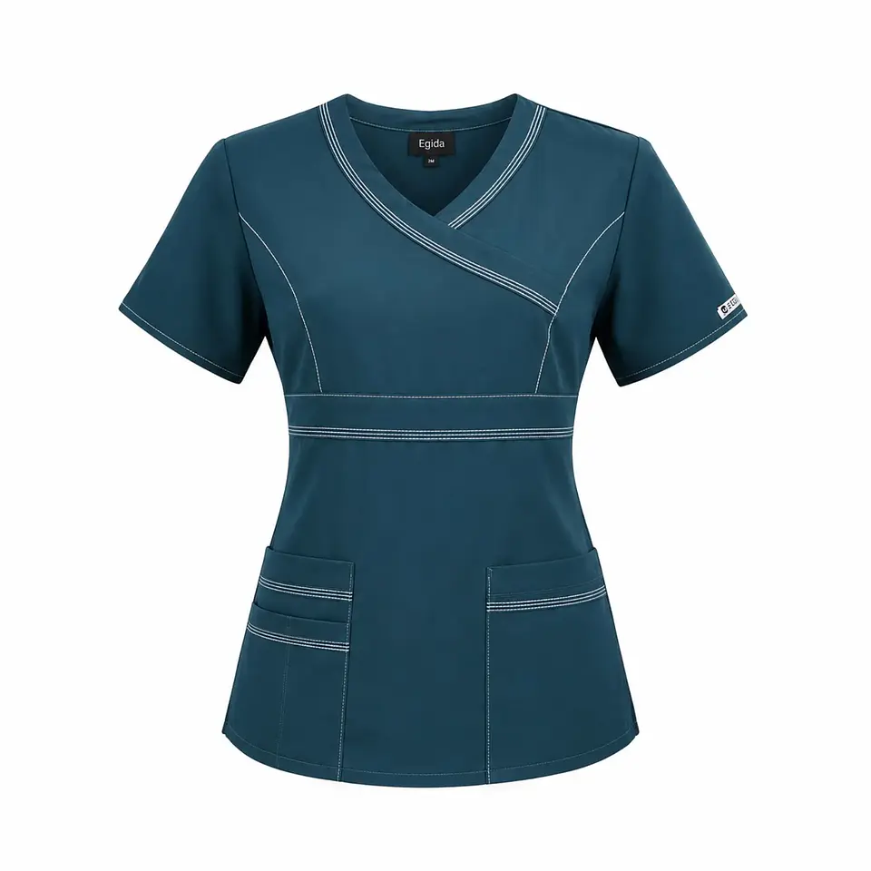 Blusa Clínica Modelo Cargo Verde Petróleo Ribete blanco - nuevo agosto 2
