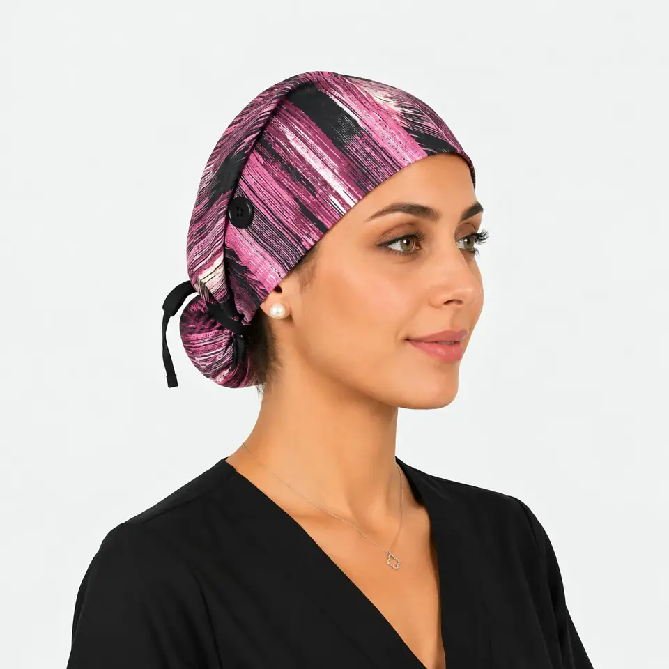 Gorro Médico Estampado Lluvia rosada con negro - Mujer 2