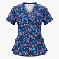 Blusa Clínica Estampada Azul Marino Mariposas y Flores - Miniatura 2