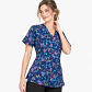 Blusa Clínica Estampada Azul Marino Mariposas y Flores - Miniatura 3