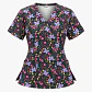 Blusa Clínica Estampada Negra Mariposas y Flores - Miniatura 2