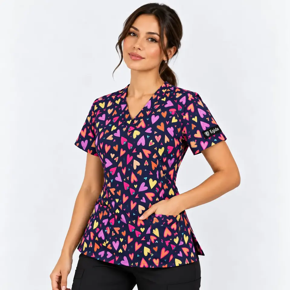 Blusa Clínica Estampada Corazones de Colores  1