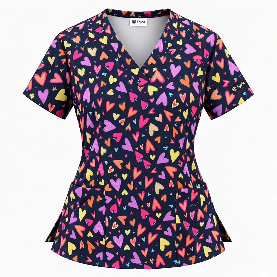 Blusa Clínica Estampada Corazones de Colores  3