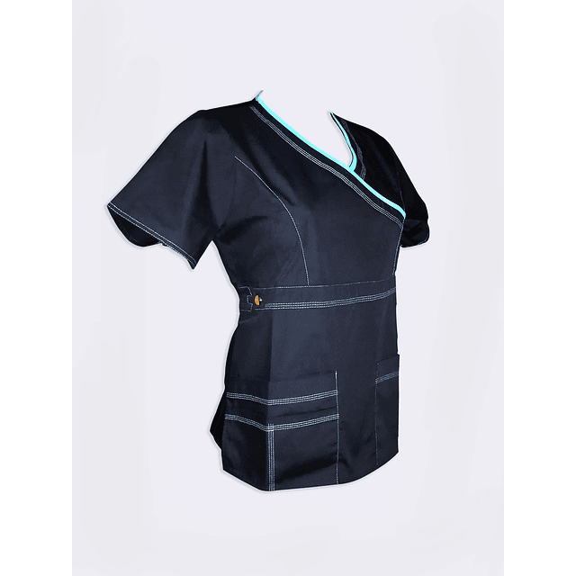 Blusa Cargo Negra Con Aplicaciones Calipso