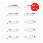 Pack x 10 Focos Led Embutidos 12w Watt Redondo Luz Blanca Fría 6500K DRL 1