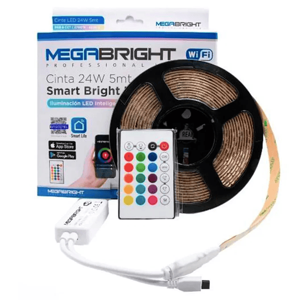Cinta LED RGB 5 Metros 24W watt WIFI Inteligente Megabright 3