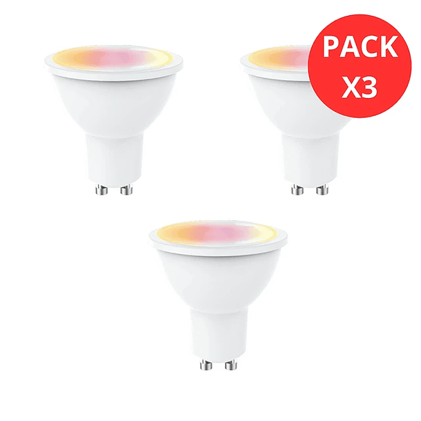 Pack x 3 Ampolletas GU10 LED Dicroica WIFI Inteligente Colores 5W Megabright 1