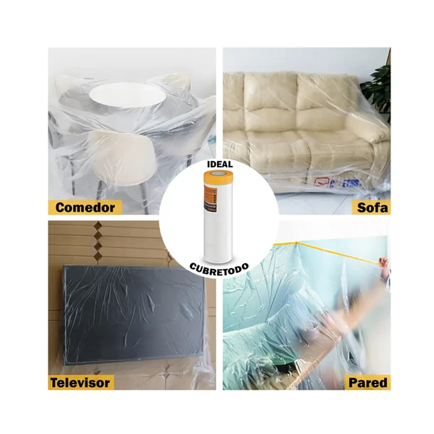 Plástico Protector con Cinta Adhesiva para Pintura 150 cm x 20 m 3