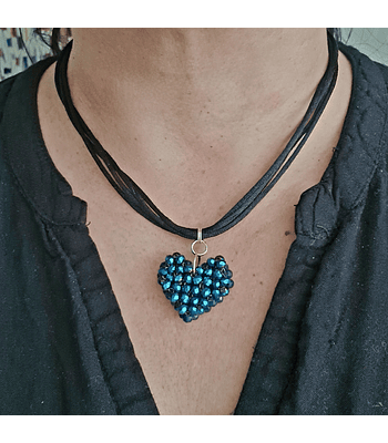 Triple cordón bicorazón - Azul metal