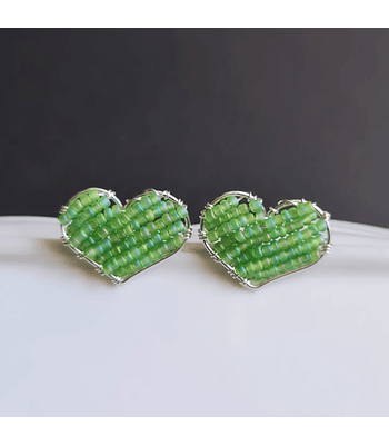 Topitos corazon - Verde claro tornasol