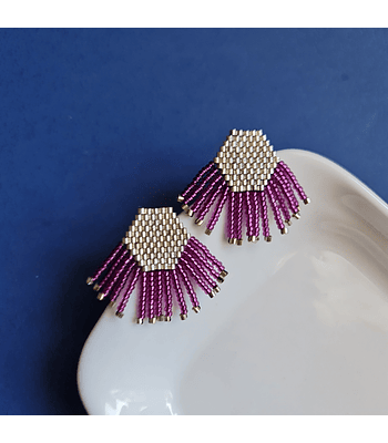 Mini Elena Hexágonos - Plateado/Morado