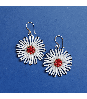 Flores colgantes - Blanco con rojo