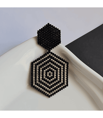 Maxi Hexágonos 2 - Negro/plateado