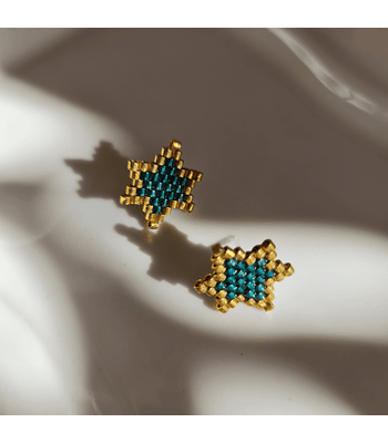 Topitos estrellas - Verde metal/dorado