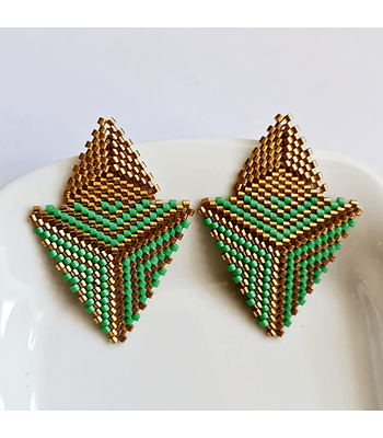 Maxi triángulos - Verde con dorado