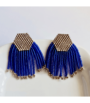 Elena Hexágonos  - Plateado/azul