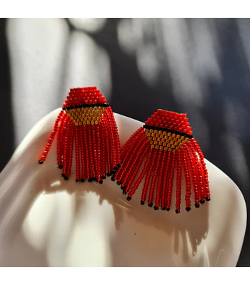 Elena Hexágonos  - Rojo/Dorado