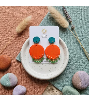 Aros Isidora - Naranja/Verde petroleo