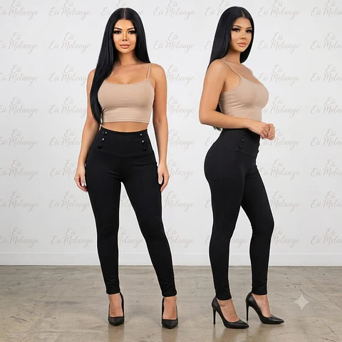Leggings Casual Moldeador 6 botones Eii Melanye- Tiro Alto