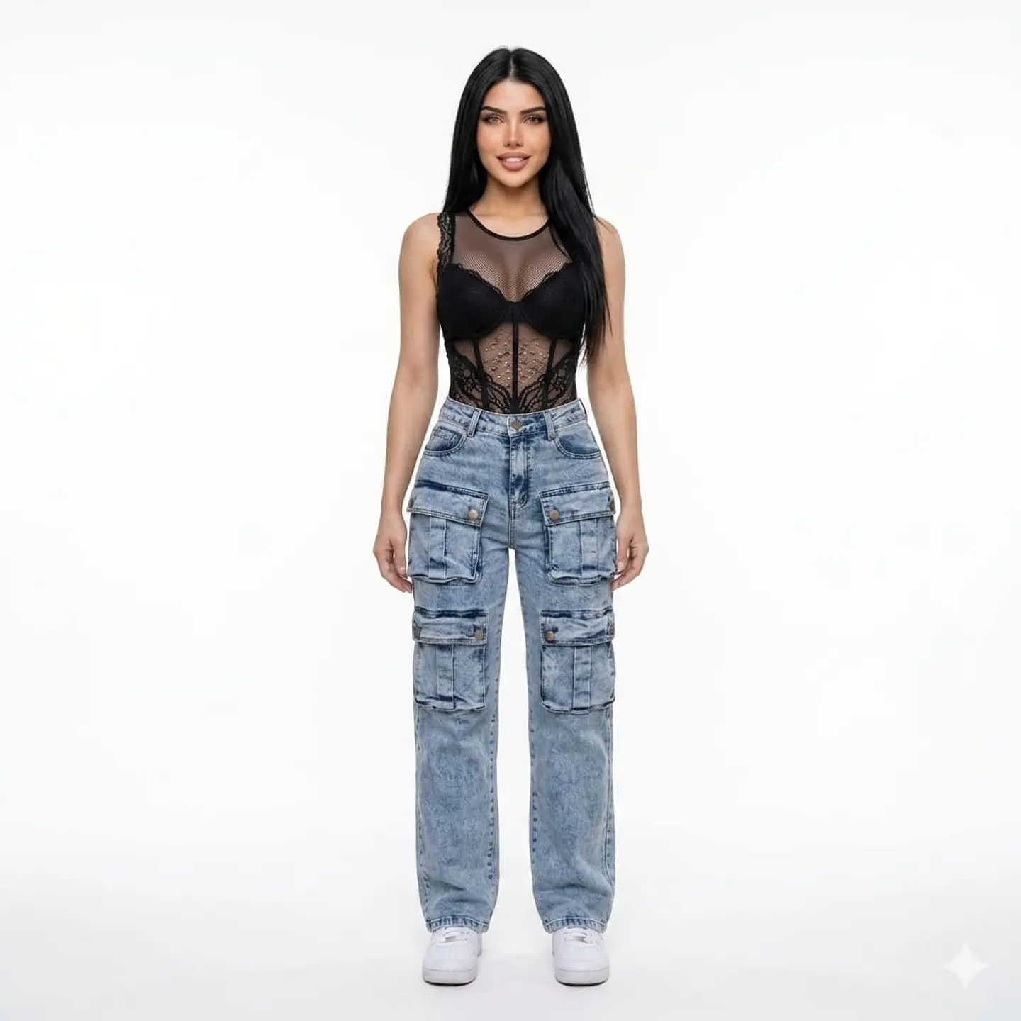 Jeans Cargo Tiro Alto 3
