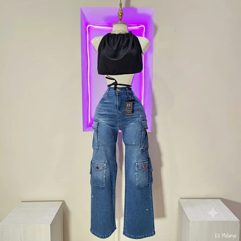 Pantalon Cargo Con Brillos