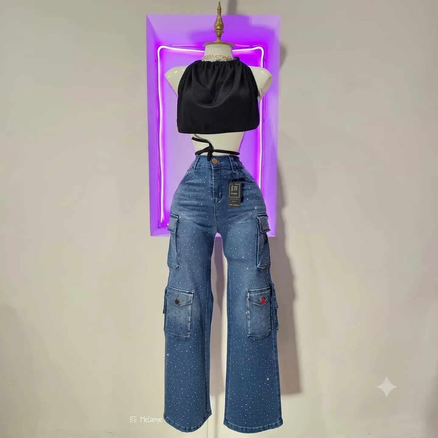 Pantalon Cargo Con Brillos 3